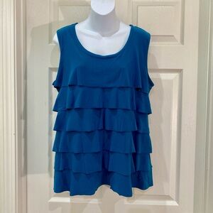 Teal Sleeveless Ruffle Top | XL